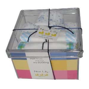    Noa Lily Small Layette Gift Basket, Blue Cow, 6 Months Baby