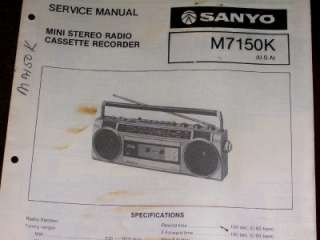 Sanyo M7150K M 7150K Cassette Recorder Service Manual  