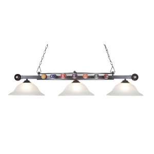   Light, 14 Inch, Gun Metal with White Faux Alabaster Glass Shades