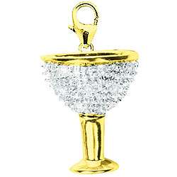 14k Gold 1/10ct TDW Diamond Wine Glass Charm  