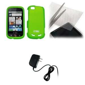  Green Rubberized Hard Case Cover + Universal Screen Protector + Home 