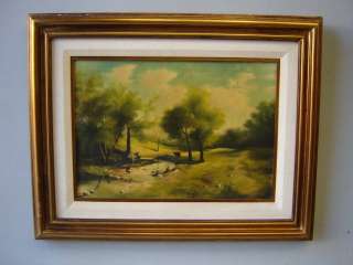 Nice antique oil on canvas landscape painting # 01946  
