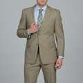 Sean John Mens Tan Pinstripe 2 button Linen Blend Suit   