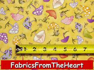 Very Fairy Garden Whimsy Mushrooms YDS Loralie Fabric  