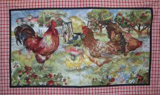 Timeless Treasures Rooster, Hen and Chicks Fabric Panel  
