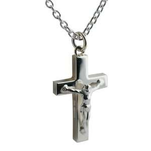  30x20mm plain block Crucifix with Cable link chain 24 inches Jewelry