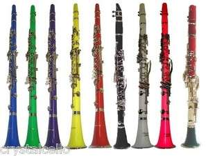 NEW Bb CLARINET BLACK RED PINK GREEN BLUE PURPLE YELLOW WHITE WITH 