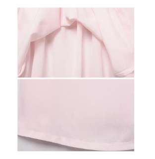 Korean Lace Collar Chiffon Blouse Top,9740P, PINK, sz M  