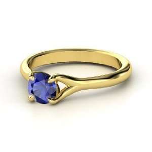  Cynthia Ring, Round Sapphire 14K Yellow Gold Ring Jewelry
