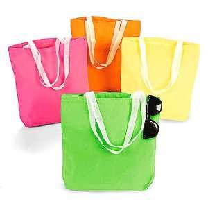  Large Neon Canvas Tote Bags (1 dz) Toys & Games