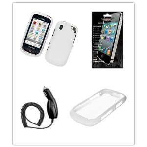  White Rubber Case For PANTECH HOTSHOT 8992 + Crystal Clear 