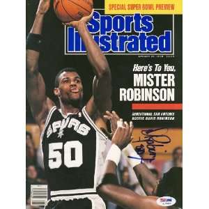   David Robinson Signed Spurs Sports Illustrated Psa/dna Sports