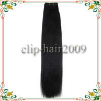 16Long INDIAN REMY Weft Human Hair Extensions#01&80g  
