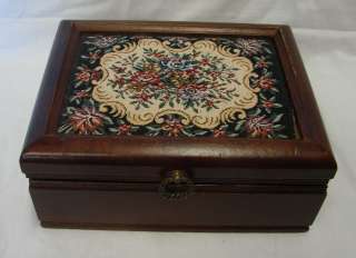 Flower Floral Fabric Large Wood Jewelry Box Japan  
