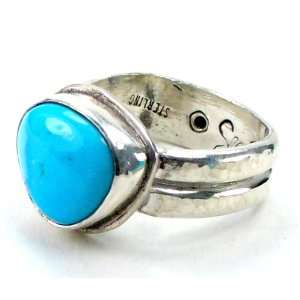  Beautiful Sleeping Beauty Blue Turquoise Ring, Size 6, 925 
