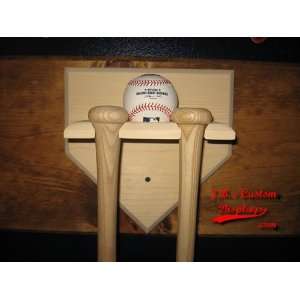  Homeplate Baseball Bat Display   Double w/ Baseball 