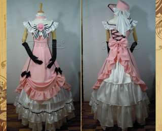 Black Butler Kuroshitsuji Ciel Pink Lolita Gown Cosplay Costume Dress 