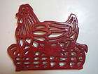nesting chicken trivet with 4 feet vintage expedited shipping 