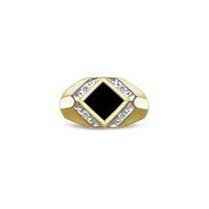  0.04 CT MENS 8MM SQUARE ONYX RING 7.0 Jewelry