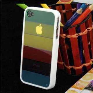 Rainbow White Colorful Clear Back TPU Case Cover Skin for All iPhone 4 