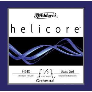  DAddario Helicore Orchestral Bass String Set, 1/2 Scale 