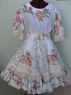 Great American cream flowered square dance dress M  