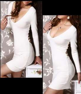 Sexy White Backless Sweater Mini Clubbing Party Dress  
