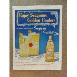  Seagrams Ancient Bottle Gin, Vintage 50s full page print 