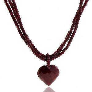 14k Yellow Gold Ruby Heart Necklace  