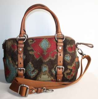   MADDOX TAPESTRY AND LEATHER SATCHEL CROSSBODY BAG NWT $198  