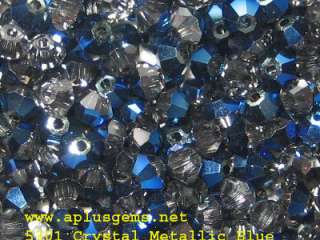 SWAROVSKI CRYSTAL BICONES 4MM Crystal Metallic Blue  