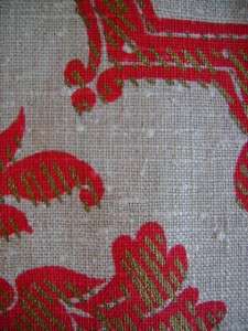 Vintage HAND PRINTED LINEN Damask Print Fabric BTY  
