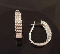 14k White Gold Diamond Locking Lever Back Earrings  