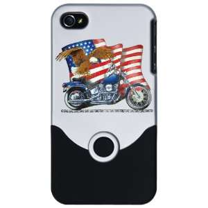   Slider Case Silver Motorcycle Eagle And US Flag 