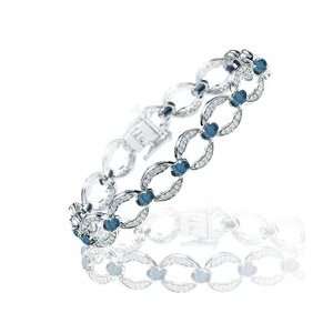  1.53 Cts Diamond & 10.53 Cts London Blue Topaz Bracelet in 