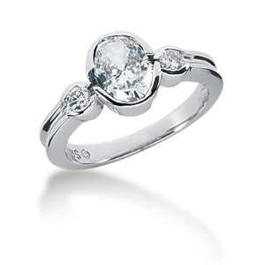  1.45 Ct Diamond Diamond Ring Engagement Oval cut 14k White 