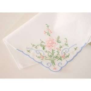    Delicate Pastel Embroidery Handkerchief Arts, Crafts & Sewing