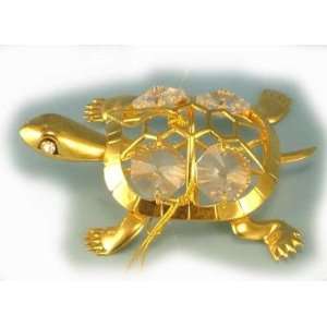  Turtle   Gold & Crystal Ornament