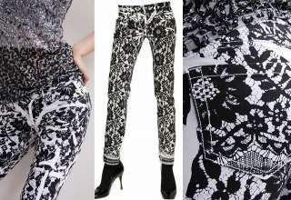   Designer ~ Italy Brand Lace floral Print Pencil Pants Skinny Jeans