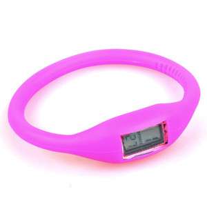 New Pink Silicone Band Waterproof Sport Wrist Watch  
