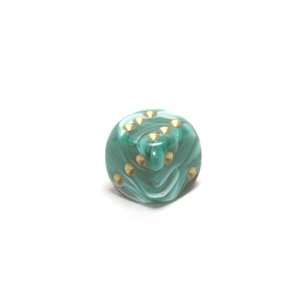  16mm d6 Green Marbleized Rounde Edge Dice with Pips Toys 