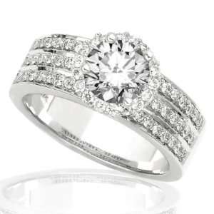  Pave Set Engagement Ring with a 0.82 Carat Round Brilliant 