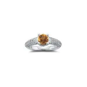  1.13 Cts Diamond & 0.70 Ct Citrine Ring in 14K White Gold 