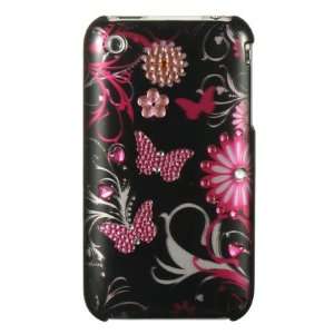   3g / 3gs Spot Diamond Case Pink Butterfly Cover Luxmo 