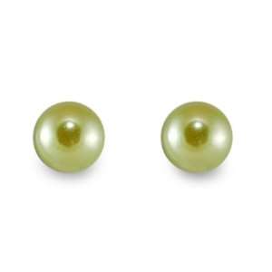 Classic Lime Green Color Pearl Stud Earrings   Pierced Post   Multiple 