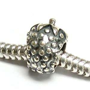   Sterling Silver Strawberry Bead Charm For European Charm Bracelets
