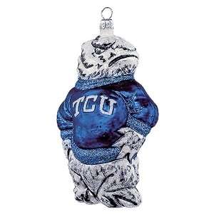   Texas Christian Horned Frogs Glass Ornament