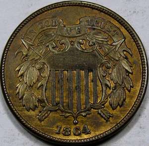 1864 Lg. Motto Two Cent Piece Gem BU+ RB FLASHY and Very NICE 