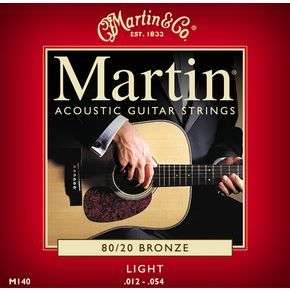 Martin M140 Light Acoustic Guitar Strings 80/20 Bronze  
