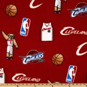  Fleece Cleveland Cavaliers Toss Red Fabric By The Yard Arts, Crafts
